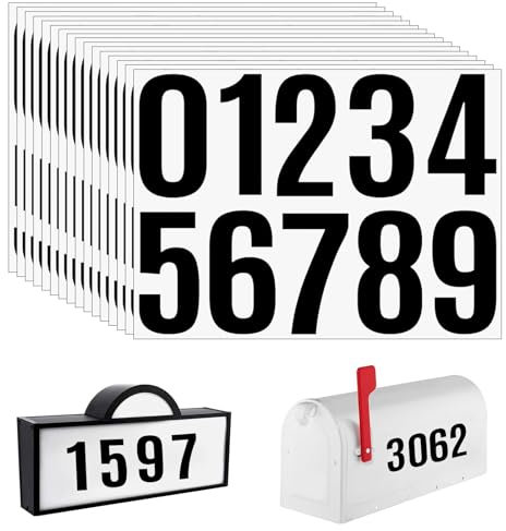 Mailbox Number Stickers 4 Inch, 160 Pcs Waterproof Self-Adhesive Numbers Stickers Black for Door, Wheelie Bins, Home Address