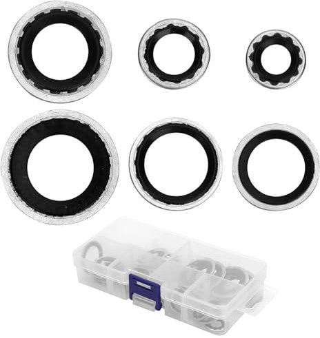 30pcs Car A/C Compressor Gaskets, 6 Sizes Automotive Air Conditioner O Rings Anti-Leak Car Air Conditioner Sealing Gaskets Compressor Accessories for Most Cars Trucks SUVs