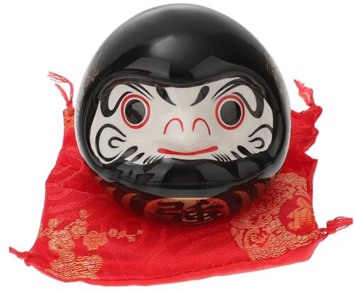 NESTINGHO 1 Satz Im Japanischen Stil Bemaltes Daruma Kreative Puppen-Desktop-Dekoration Daruma Statue Miniaturskulptur Figur Glück Daruma Mini-dekor Miniaturpuppen Weißes Porzellan