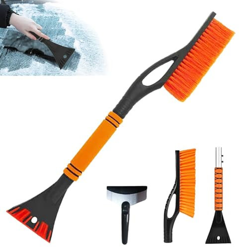 STFYUG 2 In 1 Schneebesen Auto, Eiskratzer Auto mit Besen, Eiskratzer mit Besen, Auto Schneebesen, Besen Auto Schnee, Schneebesen Auto Lackschonend für SUV, LKW, Fahrzeugwindschutzscheibe (C1)