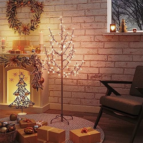 Home Garden - Árbol LED de cerezo en flor de color blanco cálido, 84 LED, 120 cm