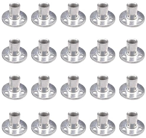 10PCS M12 Brad Hole Tee Nuts,Carbon Steel T-Nuts,Thread Insert Tee Nuts,Zinc Plated Round Base Screw-in Flange Nuts for Fixing Connection Furniture