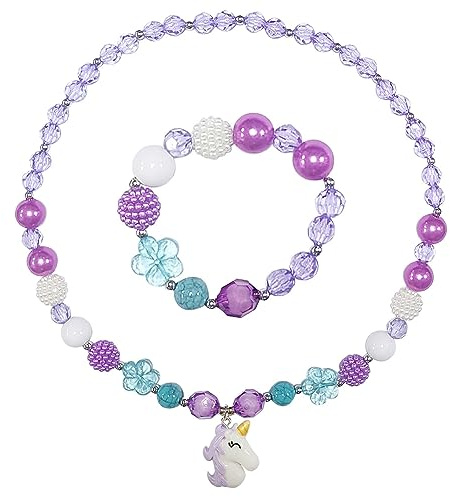 DkakoJew Einhorn Schmuck Set Mädchen: Einhorn Armband Set, Halskette, Armbänder, Mädchen Geburtstag Party Kostüm Zubehör, Geburtstag Geschenk, Weihnachtsgeschenke