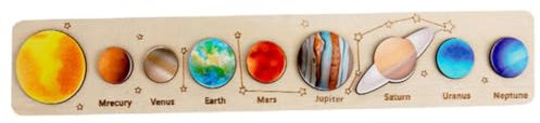 GARVALON Interactive Solar System Puzzle Set for Kids Wooden Planets Matching Game Educational Learning Toy
