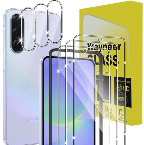 Wayneer für Samsung Galaxy A36 5G für Panzerglas,3+3 Stück Panzerfolie | Schutzfolie mit Rahmen Positionierhilfe, 3 Panzer Schutz Glas & 3 Kameraschutz, 9H Härte Hartglas HD Folie Displayschutz