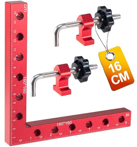 Cuadrados de Posicionamiento de 90 Grados, 16 cm/6,3 Pulgadas Abrazaderas de Aleación de Aluminio de Ángulo Recto, Ángulo de Medición Abrazadera de Ángulo Recto para Herramientas de Carpintería