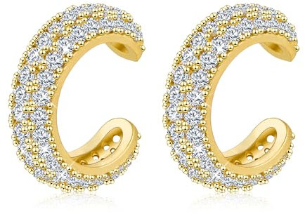 ALEXCRAFT Ear Cuff Gold Set Wasserfest Ohrklemme mit Zirkonia Ohrringe Ohr Conch Piercing Fake klemmen Clip On Earrings for Women