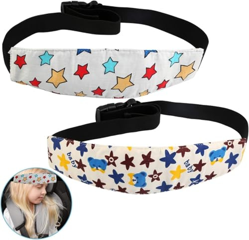 TonStyle Kopfhalterung Kindersitz Auto, 2 Pcs Verstellbares Kopfband für Kindersitze, Kopfstütze, für Kinder, Auto, für Autositz, Kopfstütze, Kopfstütze für Reisen, Nackenschutz und Schultern