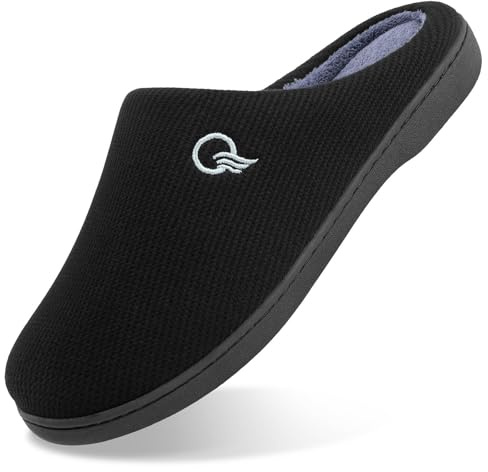 Mishansha Ciabatte Casa Invernali Uomo Pantofole Memory Foam Caldo Comode Antiscivolo Home Scarpe Interno e Esterno Nero Grigio 42/43