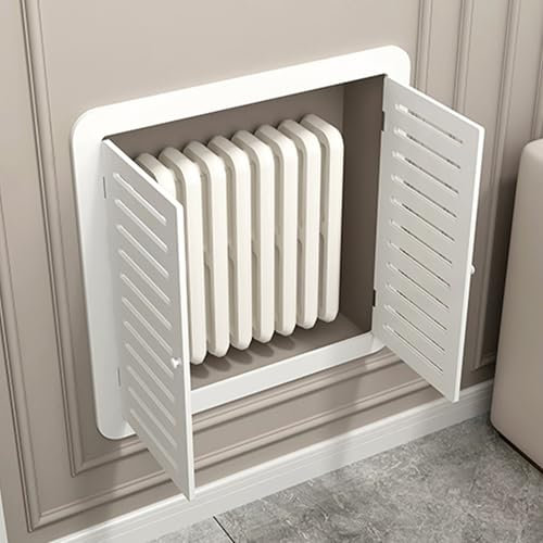 JINGSHIQIAOPL Cache-radiateur en PVC Blanc, Élégant Meuble Cache Radiateur avec Ventilation, Étanche et Dissimulant Les Tuyaux Encombrants pour Salon et Chambre(90x60cm/36x24in)