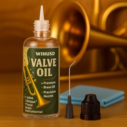 2oz Brass Valve Oil for Trumpet, Trombone, French Horn, Tuba, Cornet, Euphonium, Saxophone, All Brass Instruments Accessories, Valve and Rotor Lubricant, Musician Essential Maintenance Kit Gifts