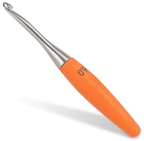 Coopay 6mm Crochet Hook, Ergonomic Crochet Hooks with Beech Wood Grips, Smooth Stainless Steel Crochet Hooks for Beginners, Colored & Stylish Metal Crochet Needle for Crocheting Hats, Scarves (6.0mm)