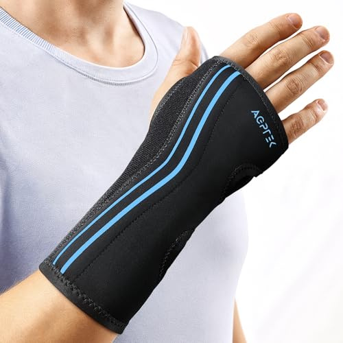 AGPTEK Attelle Poignet pour la Nuit, Confortable pour Syndrome du Canal Carpien, Tendinite, Arthrite et Entorse, Orthese Poignet Gauche/Droite pour un Sommeil Paisible, M