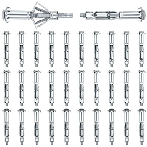 30 Stück Hohlraumdübel, M6x65mm Hohlwanddübel, Spreizdübel, Robuste Hohlwandanker für Befestigungen in Gipskartonplatten, Heimdekoration