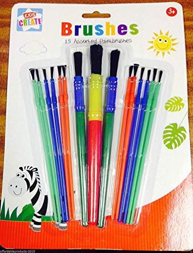 Childrens Kids 15 Paint Glue Brushes Set for Art Craft Painting Model Making