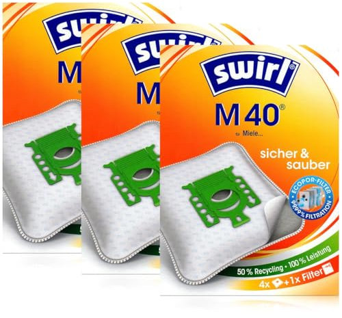 12 Original SWIRL M40 Staubsaugerbeutel für Miele Haus & Co. 5000
