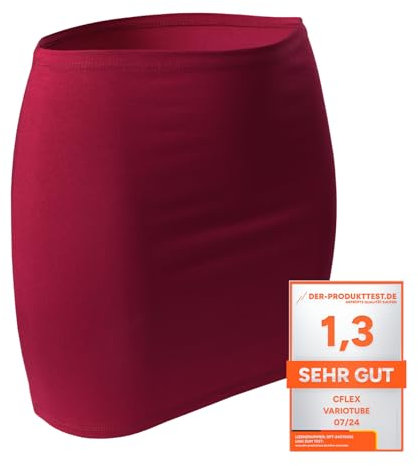 CFLEX Damen Variotube-Nierenwärmer, Shirtverlängerung, Minirock aus Baumwolle - Cerise M-L