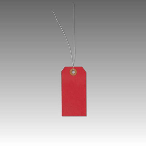 Warenanhänger aus Karton mit Draht | weiß oder farbig | Format: 51 x 100 mm | Stückwarenanhänger, Hängeetiketten, Anhängeetiketten | rot