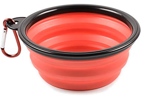 PhoneNatic Ciotola pieghevole per cani in silicone rosso, ciotola da viaggio per cani e gatti con moschettone, S, rosso, 350 ml, 60014328