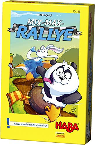 HABA 304326 - Mix-Max-Rallye, Würfelspiel und Hinderniswettlauf mit lustigen Mix-Max-Tieren, Mitbringspiel für 2-4 Spieler von 5- 99 Jahren