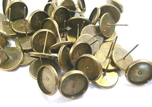 50 Ohrstecker für 12mm Cabochons Farbwahl Ohrringe Fassungen Rohlinge DIY basteln (Bronze #S402)