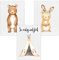 Olgs Kinderzimmer Bilder Poster 3er Set | Tiere Bilder Wandbilder Junge, Mädchen | Deko Wandposter für Babyzimmer DIN A4 | Sei mutig und stark Bär Tipi Hase