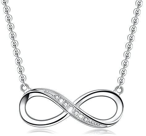 Unendlichkeit Halskette mit Anhänger für Frauen, vergoldete 925 Sterling-Silber Liebes- und Herz-Halskette