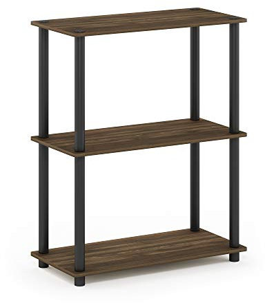Furinno 3-Ebenen kompaktes Mehrzweck-Regal, holz, Columbia Walnut/Schwarz, 75.18 x 59.94 x 29.46 cm