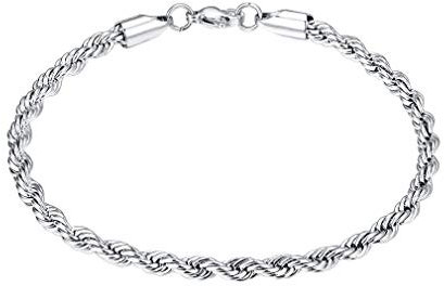 FaithHeart 3MM breit Kordel Armband mit Gravur aus 316L Edelstahl mit Geschenkebox und Schmuckbeutel für Mann/Vater/Ihre Liebsten