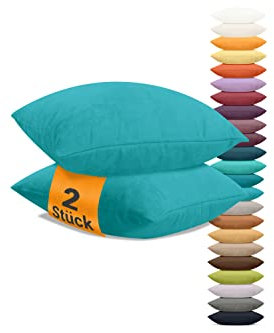 npluseins 2er Pack Kissenhüllen in Wildleder-Optik - weich & robust 618.768, ca. 40 x 40 cm, Smaragd