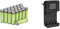 Amazon Basics Piles Rechargeables AA Haute capacité 2400 mAh (Lot de 24) - Pré-chargées & Chargeur de Piles numérique et Intelligent, pour 4 Piles AA, AAA