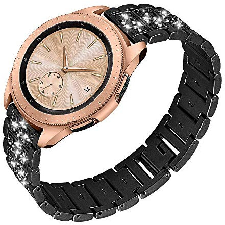 RuenTech Bracelet compatible avec Fossil Gen 5 Carlyle/Gen 5 Julianna/Gen 5 Garrett HR Bracelet de rechange en métal compatible avec Fossil Gen 5 Bracelet de rechange 22 mm (Noir)