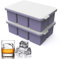 Mossime Large Ice Cube Moulds - 2 Packs Extra Large Ice Cube Tray with Lid, 2 Inch Easy Release Silicone Ice Cube Trays, BPA Free Big Ice Cube Mould for Whiskey & Cocktail Square Ice Cubes (Purple)