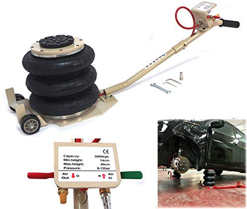 HTTMT - Pneumatischer Wagenheber für Fahrzeuge mit 3 Tonnen, 2,993,7 kg (2,993,7 kg), schnelles Anheben, robust, Camel [P/N: ET-CAR-FIX002-RED+BK]