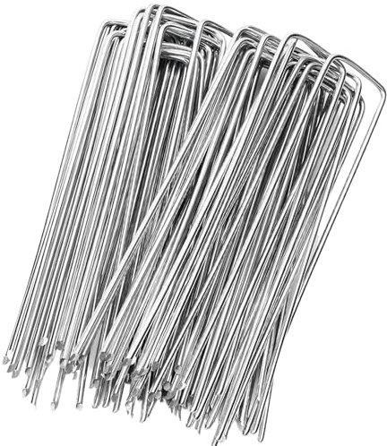FLONATUR - Grapas para Césped Artificial - 10 Piquetas sin Arandelas - Mallas Antihierba - Piquetas Camping Suelo Duro - Clavos Jardín - Anclaje Suelo - Metal - 3mm - 15x3x15cm