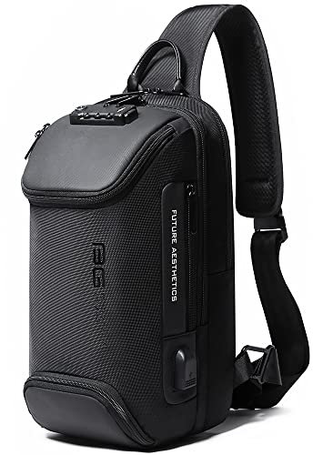 BANGE Business-Smart-Rucksack, wasserdicht, passend für 39,6 cm (15,6 Zoll), Laptop-Rucksack mit USB-Ladeanschluss, Reise-Rucksack, Schwarz Upgrade Anti-Diebstahl, Medium, modisch