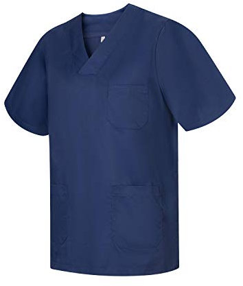 MISEMIYA - Medizinische Uniformen Unisex Top Krankenschwester Krankenhaus Berufskleidung - Large, Marineblau