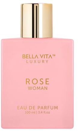 BellaVita Luxury ROSE Eau De Perfume for Women 100ml | Parfum Femme Floral Sweet Floral avec Amber Vanilla, Rose & Jasmine | Parfum Phéromone pour Femmes Cologne | Parfum Femme French Perfume Coffret