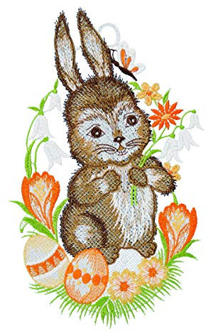 Plauener Spitze Fensterbild Schmusehase farbig 18 x 27 cm Fensterdeko Fensterschmuck Bilder Handarbeit Deko Fenster