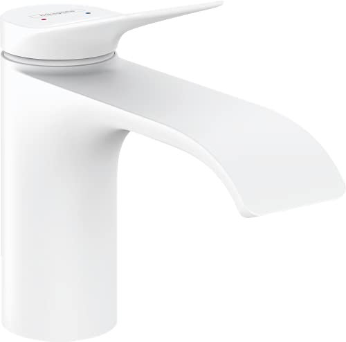 hansgrohe Waschtischarmatur Vivenis, Wasserhahn Bad mit Auslauf Höhe 80 mm, Badarmatur wassersparend, Mattweiß