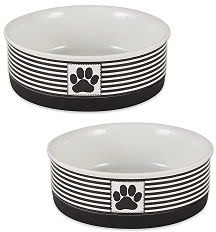 Bone Dry Lot de 2 gamelles en céramique pour Animal Domestique, passent au Lave-Vaisselle, Taille M, 15,2 x 5,4 cm, Noir