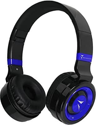 TECHMADE Cuffie Wireless Bluetooth 5.0, Pieghevoli Cuffie Over Ear Microfono Incorporato Suono Stereo HiFi Cuffie Over Ear, Per Viaggi PC Cellulare| FM Radio, SD Card Slot (max 32GB) (blu)