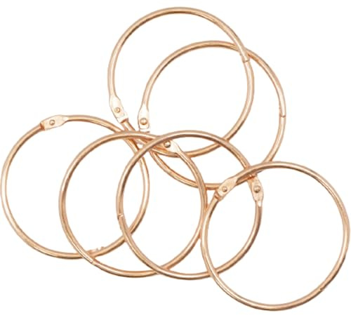 Craftelier - Set of 6 Metal Ring Binding Rings Ideal for Scrapbooking and Crafts | Rings for Albums, Notebooks, Planners or Planners | Size Ø 60 mm · Rose Gold