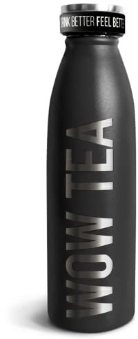 WOW TEA Tee Thermoskanne mit Infuser | Edelstahl | BPA frei | Hält 12 Stunden heiß oder 24 Stunden kalt | Wiederverwendbare auslaufsichere Tee Thermoskanne | Umweltfreundlich | 500ml Kapazität (Black)