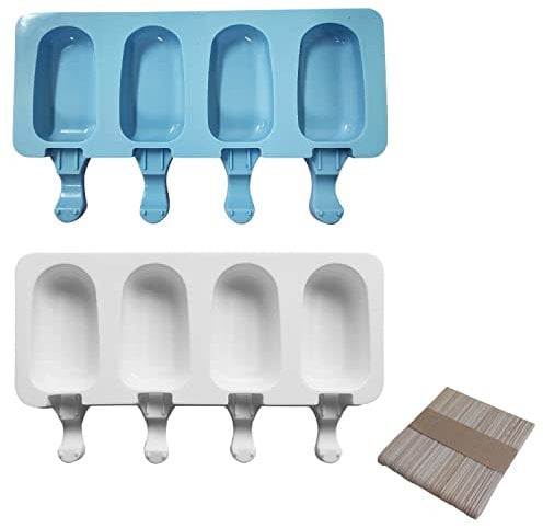 Juego de 2 moldes de silicona para helados, helados, postres caseros, con asas para pudín de leche, yogur, con 40 helados