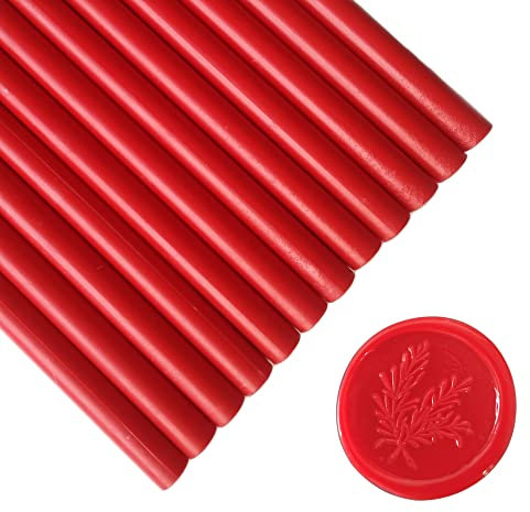 12 Pieces Glue Gun Sealing Wax Sticks for Seal Stamp, PORXFLY Seal Wax Sticks Great for Cards Envelopes, Gift Wrapping,Wedding Invitations (Red)