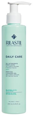 Rilastil Gel Detergente Purificante Daily Care, Detergente Viso Pelle Mista, Grassa, Sensibile e Impura, con Corallina Officinalis e Capryloyl Glycine, Confezione da 200 ml