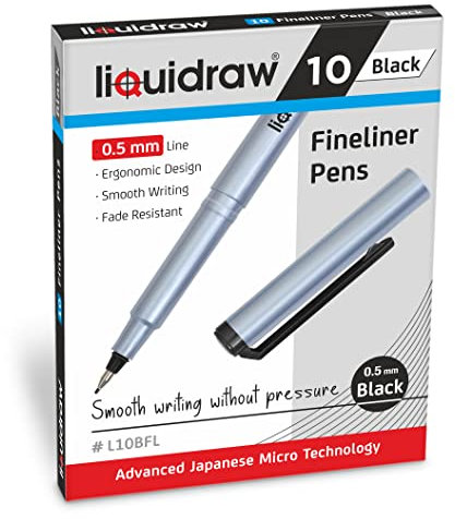Liquidraw Fineliner-Stifte, 0,5 mm, Schwarz, 10 Stück