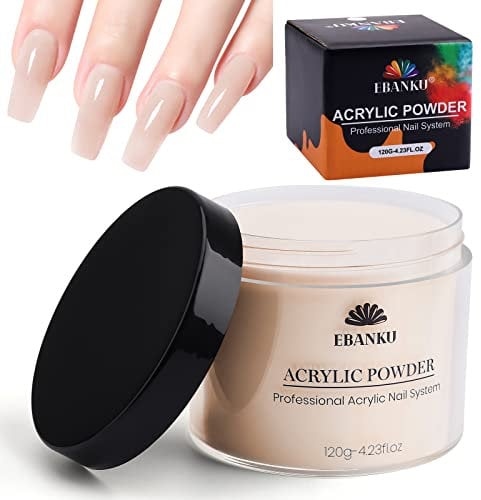 120g/4.23oz Nude Acrylic Powder, EBANKU Acrylic Powder Large Capacity Professional Acrylic Nail Powder for Nail Acrylic Extension, Nail Carving, Long-Lasting, No Nail Lamp Needed