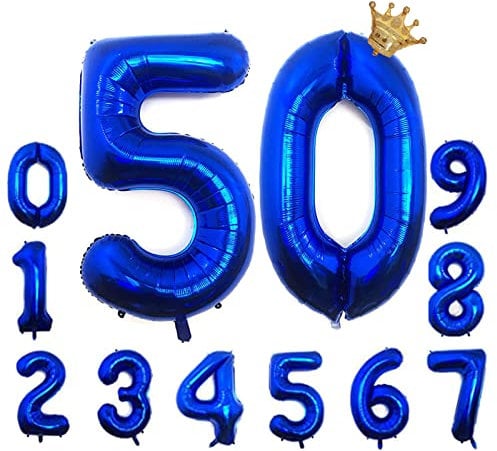 Foil Luftballon 50 Helium Folienballon Zahlen Ballon XXL Folien Dunkelblau Ballon 50 Geburtstag 100cm/40inch
